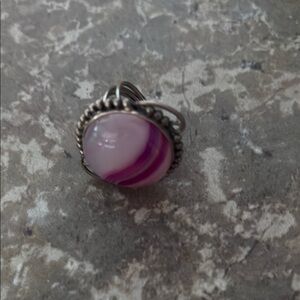 Pink and White Agate Ring